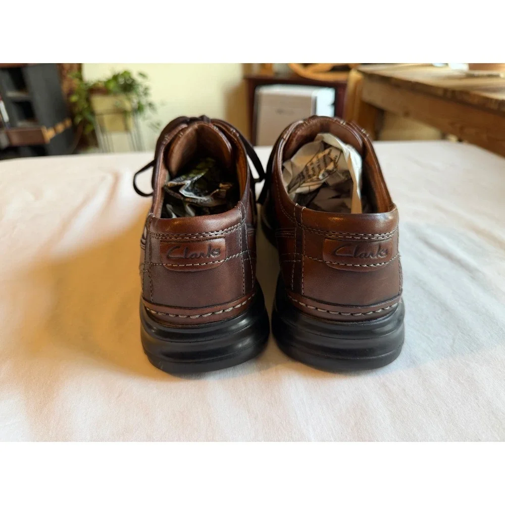 Clarks Mens Brown Leather Bicycle Toe Oxford Lace Up Shoes 70852 Size 10M